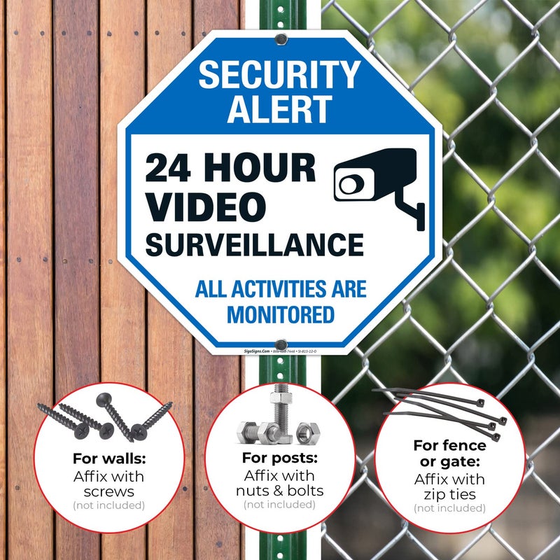 Sigo Signs علامة مراقبة الفيديو، تنبيه أمان CCTV، 12x12 بوصة، ألمنيوم مقاوم للصدأ .040، مقاوم للتلاشي، صنع في الولايات المتحدة - Image 4
